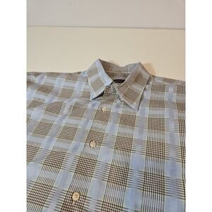 Canali Dress Shirt Men's 2XL Brown Plaid Long Sleeve Collared Button Up Italy
